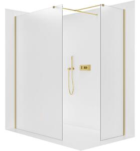 Sprchová zástěna Walk-in Onyx T L/P - 8 mm - hranatá vzpěra - zlatá, mléčné sklo - 30x30x200 cm
