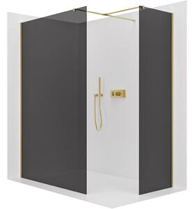 Sprchová zástěna Walk-in Onyx T L/P - 8 mm - hranatá vzpěra - zlatá, grafitové sklo - 30x30x200 cm