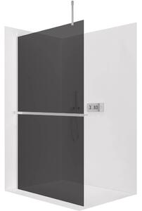 Sprchová zástěna Walk-in Onyx Top Cube L/P - 8 mm - hranatá vzpěra + polička/držák na ručníky - chrom, grafitové sklo - 30x200 cm