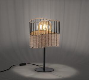 LEUCHTEN DIREKT stolní lampa z černého kovu a dřeva v rustikálním vintage stylu