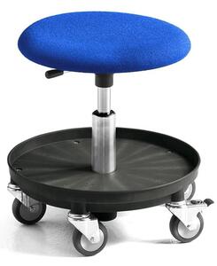 AJ Produkty Pracovní stolička MIDI, 370-500 mm, čalouněný sedák, modrá