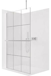 Sprchová zástěna Walk-in Onyx Top Cube L/P - 8 mm - hranatá vzpěra + polička/držák na ručníky - chrom, industriální sklo - 90x200 cm