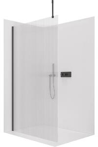 Sprchová zástěna Walk-in Onyx Top Cube L/P - 8 mm - hranatá vzpěra - černá matná, rýhované sklo - 50x200 cm