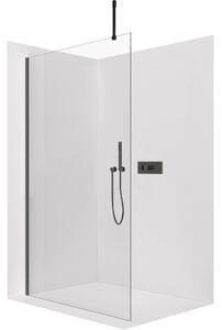 Sprchová zástěna Walk-in Onyx Top Cube L/P - 8 mm - hranatá vzpěra - černá matná, transparentní sklo - 40x200 cm