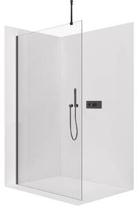 Sprchová zástěna Walk-in Onyx Top Round L/P - 8 mm - kulatá vzpěra - černá matná, transparentní sklo - 30x200 cm