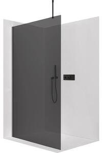 Sprchová zástěna Walk-in Onyx Top Round L/P - 8 mm - kulatá vzpěra - černá matná, grafitové sklo - 50x200 cm