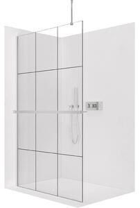 Sprchová zástěna Walk-in Onyx Top Round L/P - 8 mm - kulatá vzpěra + polička/držák na ručníky - chrom, industriální sklo - 90x200 cm