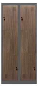 Kovová skříň JULIA, 800 x 1850 x 450 mm, Eco Design: antracitová/ ořech