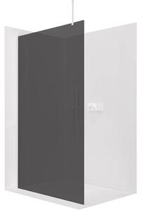 Sprchová zástěna Walk-in Onyx Top Round L/P - 8 mm - kulatá vzpěra - bílá matná, grafitové sklo - 30x200 cm