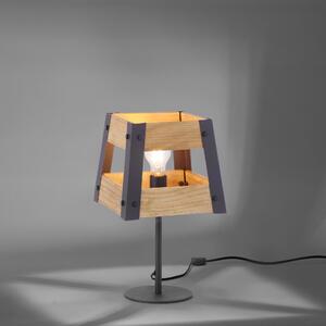 LEUCHTEN DIREKT stolní lampa v rustikálním designu ze dřeva v černé barvě, lakované železo s paticí E27