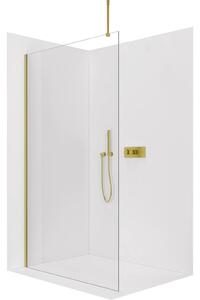 Sprchová zástěna Walk-in Onyx Top Round L/P - 8 mm - kulatá vzpěra - zlatá, transparentní sklo - 30x200 cm