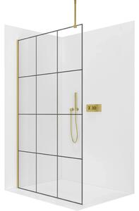 Sprchová zástěna Walk-in Onyx Top Round L/P - 8 mm - kulatá vzpěra - zlatá, industriální sklo - 90x200 cm