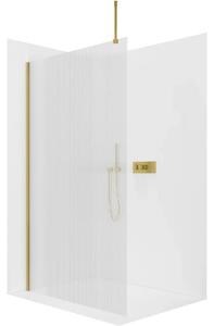 Sprchová zástěna Walk-in Onyx Top Round L/P - 8 mm - kulatá vzpěra - zlatá, rýhované sklo - 50x200 cm