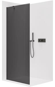 Sprchová zástěna Walk-in Onyx Y L/P - 8 mm - kulatá vzpěra - černá matná, grafitové sklo - 40x200 cm