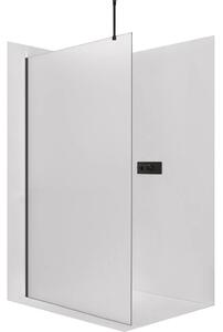 Sprchová zástěna Walk-in Onyx Top Round L/P - 8 mm - kulatá vzpěra - černá matná, mléčné sklo - 30x200 cm