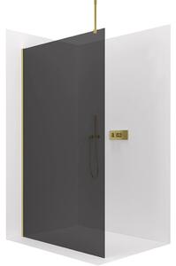 Sprchová zástěna Walk-in Onyx Top Round L/P - 8 mm - kulatá vzpěra - zlatá, grafitové sklo - 110x200 cm