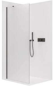 Sprchová zástěna Walk-in Onyx Y L/P - 8 mm - kulatá vzpěra - černá matná, mléčné sklo - 30x200 cm