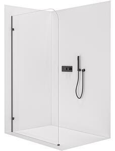 Sprchová zástěna Walk-in Orbis L/P - 8 mm - černá matná, transparentní sklo - 70x200 cm