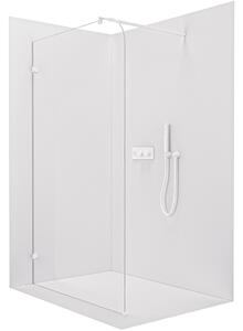 Sprchová zástěna Walk-in Orbis Round L/P - 8 mm - kulatá vzpěra - bílá matná, transparentní sklo - 110x200 cm