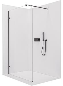 Sprchová zástěna Walk-in Orbis Round L/P - 8 mm - kulatá vzpěra - černá matná, transparentní sklo - 110x200 cm