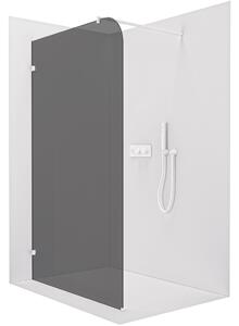 Sprchová zástěna Walk-in Orbis Round L/P - 8 mm - kulatá vzpěra - bílá matná, grafitové sklo - 110x200 cm