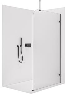 Sprchová zástěna Walk-in Orbis Top Round - Pravá - 8 mm - kulatá vzpěra - černá matná, mléčné sklo - 110x200 cm