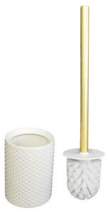 WC štětka BARCELONA WHITE/GOLD, 7009346, rozměr 10,2 x 10,2 x 38 cm, IMPOL TRADE