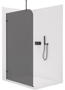 Sprchová zástěna Walk-in Orbis Top Round L/P - 8 mm - kulatá vzpěra - černá matná, grafitové sklo - 110x200 cm