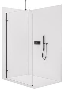 Sprchová zástěna Walk-in Orbis Top Round L/P - 8 mm - kulatá vzpěra - černá matná, transparentní sklo - 110x200 cm