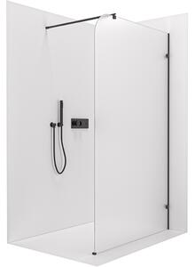Sprchová zástěna Walk-in Orbis Round - Pravá - 8 mm - kulatá vzpěra - černá matná, mléčné sklo - 110x200 cm