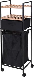 Storage Solutions Černý koupelnový stojan s košem na prádlo