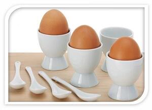 Excellent Houseware Sada porcelánových kalíšek na vejce s lžičkami, 8 ks