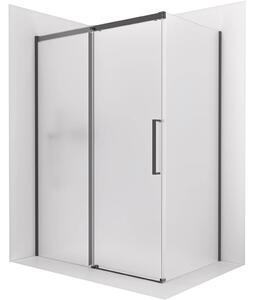 Sprchový kout Lantono - levá - 8 mm - Soft-Close - černá matná, mléčné sklo - 110x70 cm - posuvný