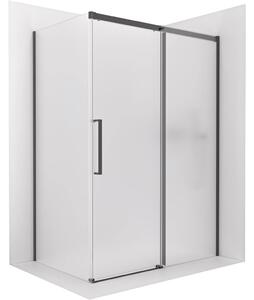 Sprchový kout Lantono - pravá - 8 mm - Soft-Close - černá matná, mléčné sklo - 100x70 cm - posuvný