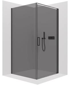 Sprchový kout Porte L/P - 8 mm - černá matná, grafitové sklo - 90x70x195 cm - otočný