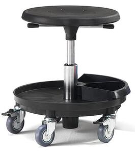 AJ Produkty Pracovní stolička MIDI, 370-500 mm, PU sedák, černá