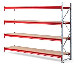 AJ Produkty Skladový regál TOUGH, přídavný, 2000x2700x600 mm, 4 dřevěné police