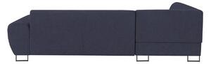 Modrá Rohová rozkládací sametová pohovka s úložným prostorem Calm XL pravý roh 271 × 90 × 73,5 cm KOOKO HOME