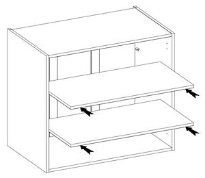 STL 80 cm skříňka horní dvoudveřová LARA Barevné provedení: Bílá / Šedý lesk