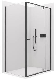 Sprchový kout Santini L/P - 6 mm - černá matná, transparentní sklo - 120x80x195 cm - pivotový