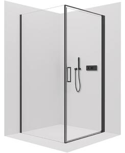 Sprchový kout Porte L/P - 8 mm - černá matná, transparentní sklo - 80x70x195 cm - otočný