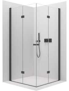 Sprchový kout Volpe Duo L/P - 6 mm - černá matná, transparentní sklo - 60x60x190 cm - zalamovací