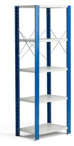 AJ Produkty Kovový regál MIX, 1740x665x400 mm, modrý, šedé police