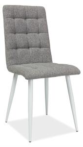 Jídelní židle - OTTO, nohy v bílé barvě, šedá tkanina Čalounění: šedá (tap.64)