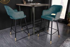 Designová barová židle Laney petrolejový samet