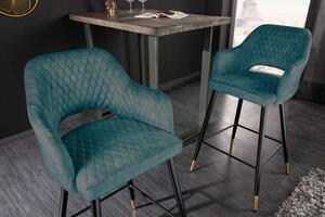 Designová barová židle Laney petrolejový samet