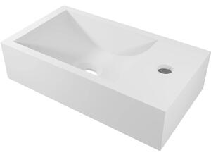 Umývátko z litého mramoru Teo - závěsné pravé - bílá matná - 40x22 cm