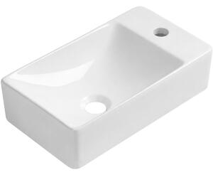 Umývátko keramické Sima - závěsné pravé - bílá lesklá - 37,2x21,2 cm