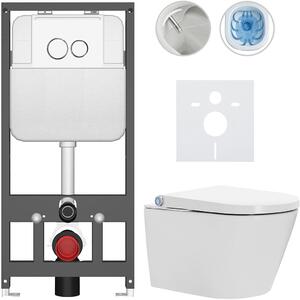 Závěsné WC s bidetem Basic/Cronus Standard - bílá lesklá - WC tlačítko Dualo/Bílá - závěsné - předstěnová instalace - 59,3x38,4 cm