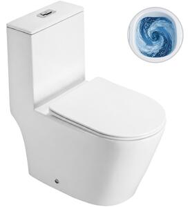WC kombi Marmo, Double Vortex - vírové splachování + Slim/SoftClose sedátko - spodní/zadní odpad - bílá lesklá - 70x36 cm